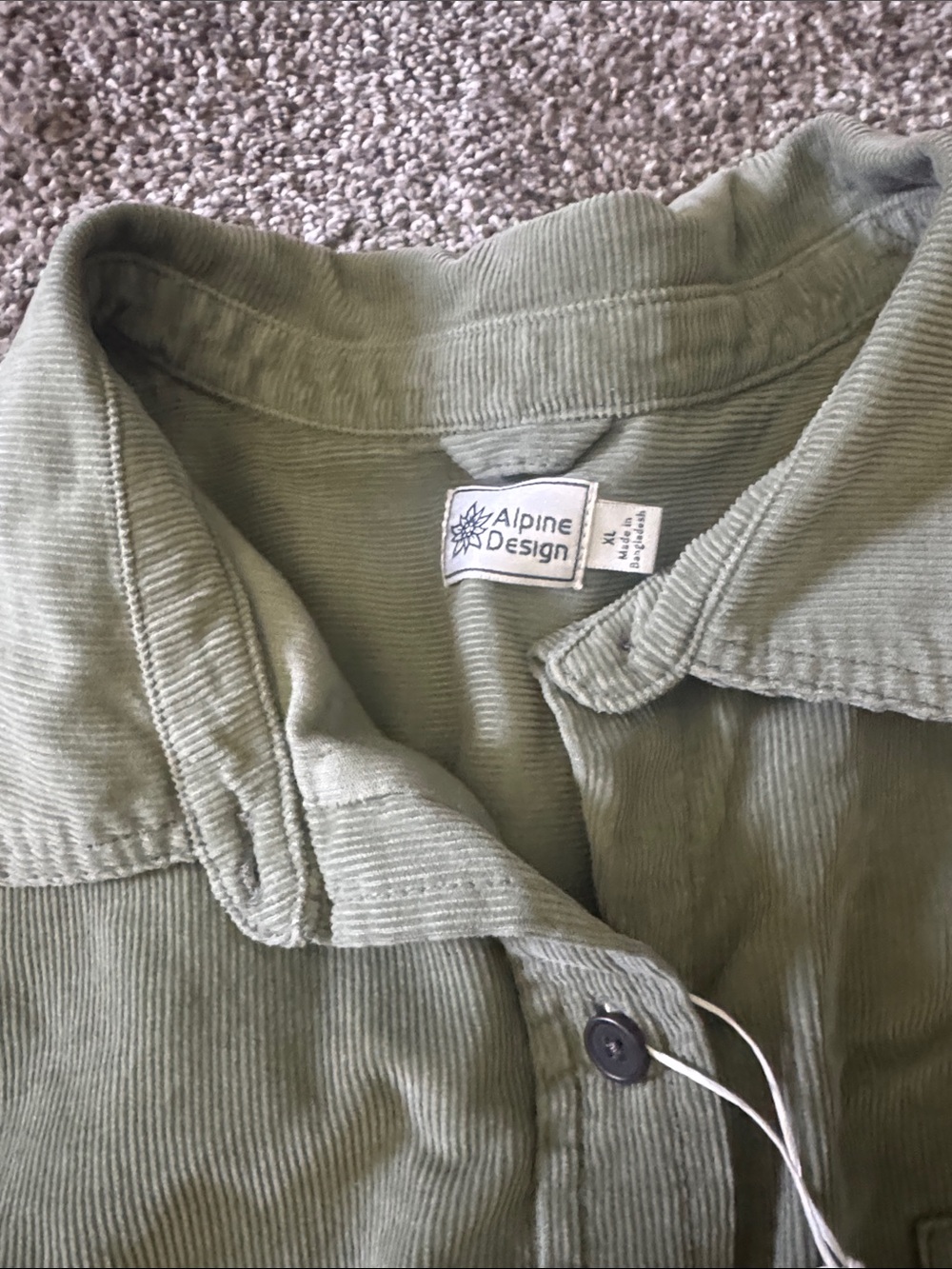 Alpine Design Olive Green Corduroy Button-Up Shirt - Picture 2 of 3